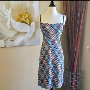 BCBGMaxAzria ~Red and Blue Plaid Slip Dress ~ Sz S